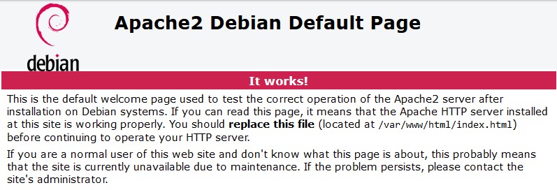 It Works! Debian Default Apache Page